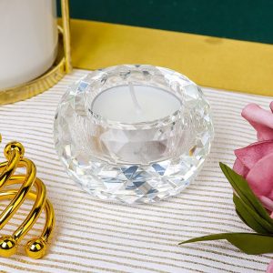 Élégant bougeoir rond en cristal pour intérieur