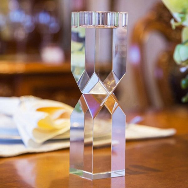 Bougeoir en cristal, style sablier pour intérieur raffiné