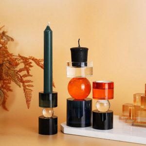 Élégant bougeoir en cristal, touche rétro pour votre table