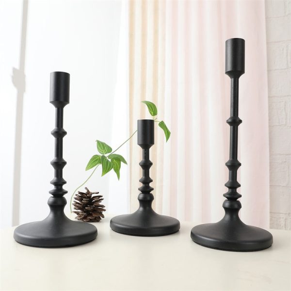 Bougeoir de Table noir - ensemble de 3 pièces