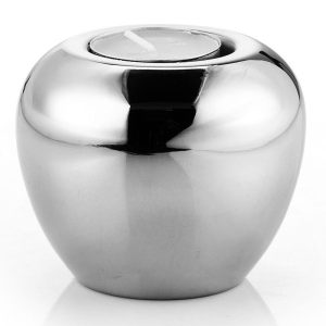 Bougeoirs design argentés en forme de pomme