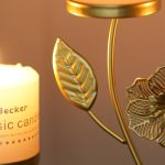 Bougeoir Doré avec design bouquet raffiné