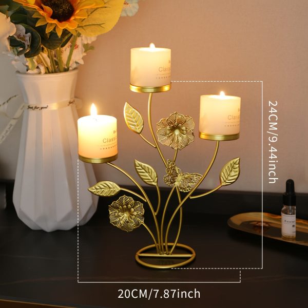 Accessoire déco : Bougeoir doré en forme de bouquet