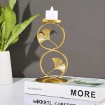 Bougeoir doré en forme de cercle Ginkgo