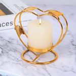 Cœur Ginkgo en bougeoir doré pour décoration