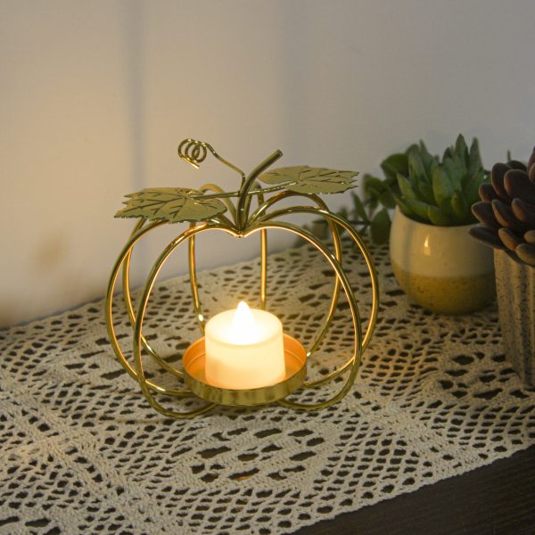 Bougeoir doré en forme de courge pour une ambiance chaleureuse