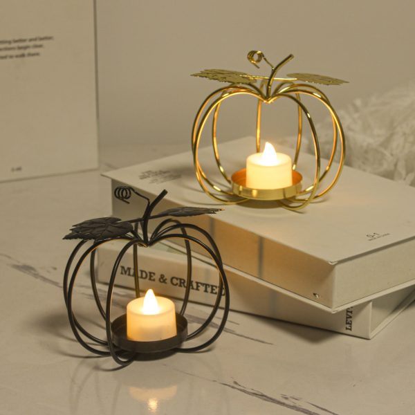 Élégant bougeoir doré style courge pour éclairage d'ambiance