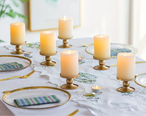 Accessoire de table : Bougeoir Doré Double Face