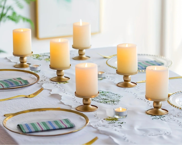 Accessoire de table : Bougeoir Doré Double Face