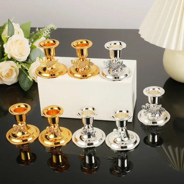 Décoration dorée, bougeoirs Flot x2