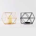 Bougeoir décoratif doré, style géométrique contemporain