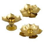 Élégant bougeoir doré inspiré du lotus