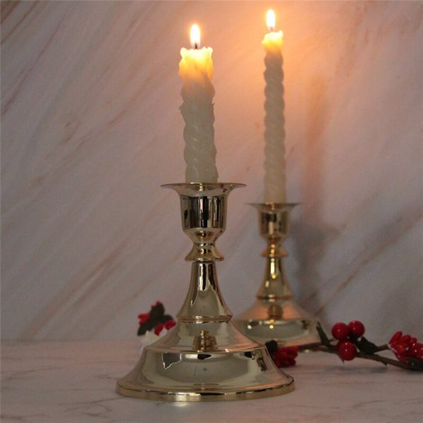 Bougeoirs dorés classiques, set de deux pour ambiance chaleureuse