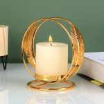 Bougeoir doré rond élégant pour une ambiance chaleureuse