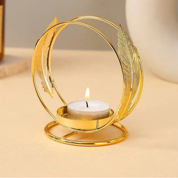 Bougeoir rond en métal doré, parfait pour vos soirées