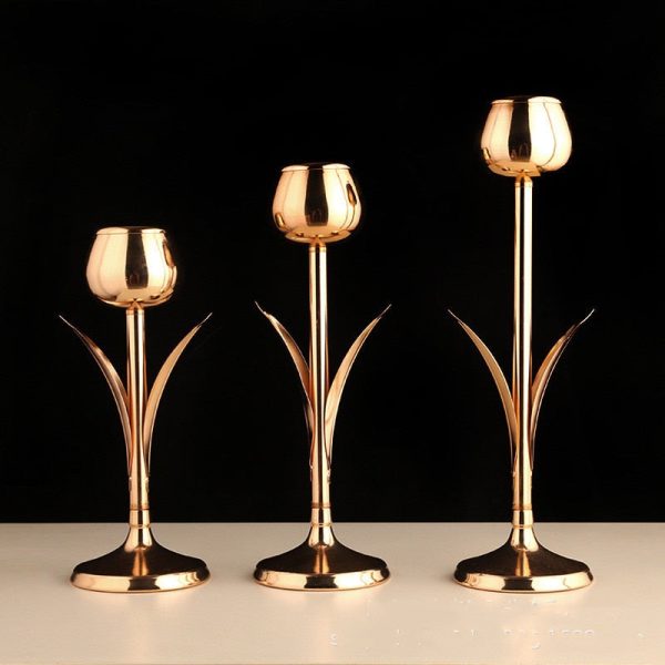 Bougeoir Tulipe Doré élégant pour décoration intérieure