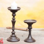 Bougeoir Noir en métal foncé, ambiance médiévale