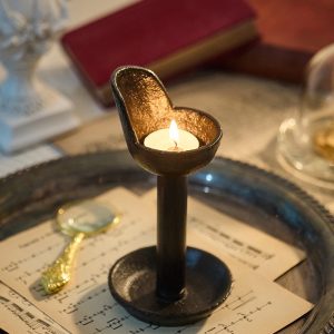 Bougeoir en fonte design, style tabouret