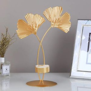 Bougeoir Ginkgo Doré élégant pour une ambiance chic