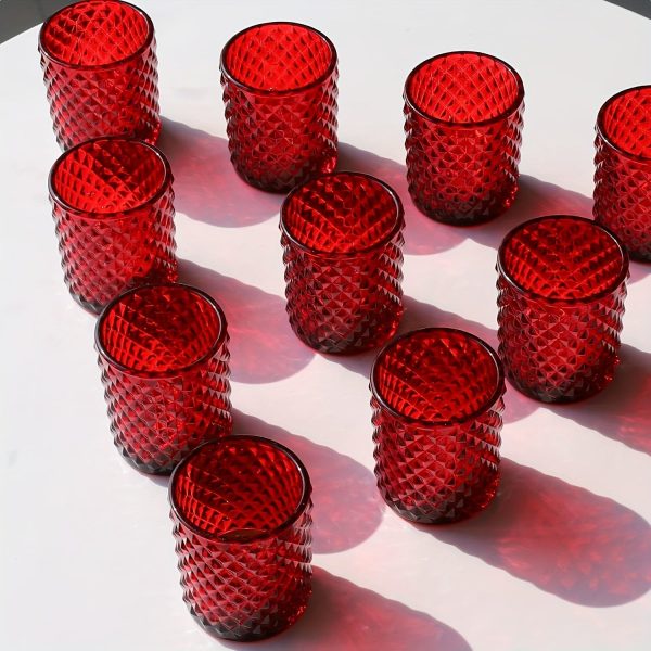 Bougeoir en verre rouge - Gobelet x12