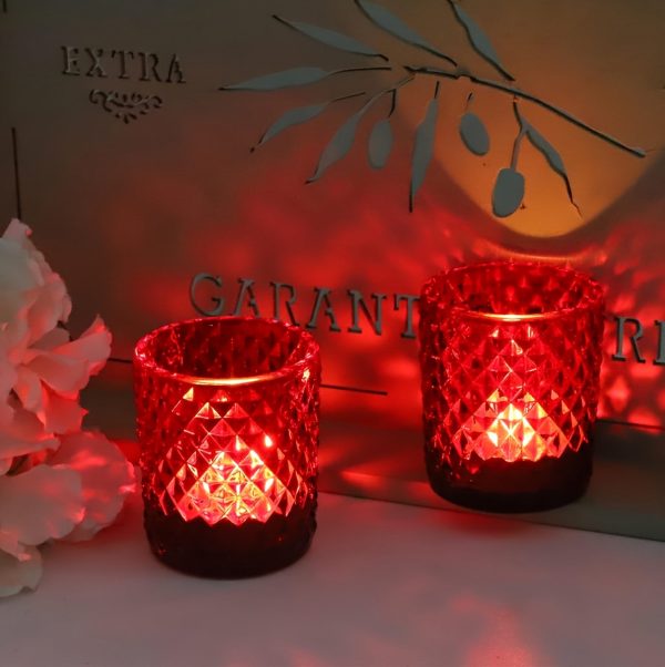 Accessoires de décoration - Bougeoir en verre rouge