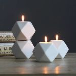 Bougeoir céramique hexagonal en lot de deux