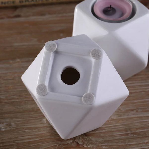 Bougeoirs hexagonaux en céramique pour décoration