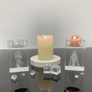 Bougeoir en verre holographique chrétien