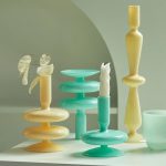 Bougeoir en verre jaune mat