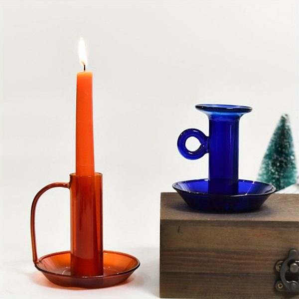 Bougeoir à main en verre coloré pour une ambiance chaleureuse
