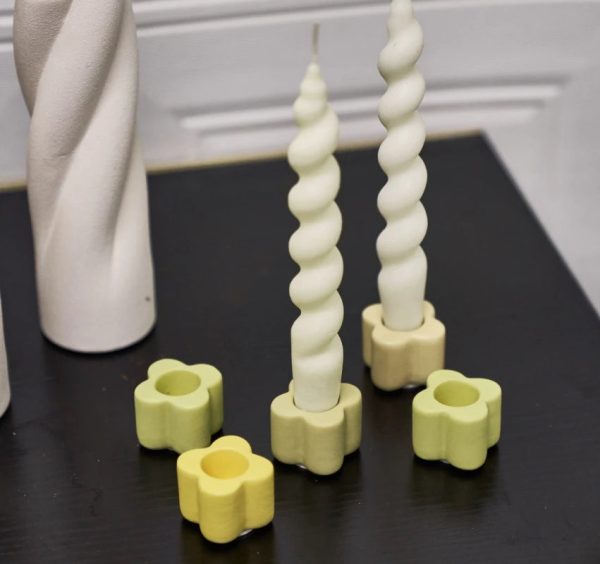 Bougeoir décoratif en céramique fleurie