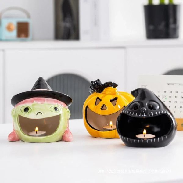 Bougeoir en céramique avec motif de monstre