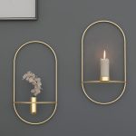 Bougeoir mural doré design moderne x2
