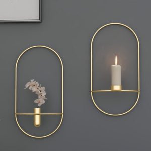 Bougeoir mural doré design moderne x2