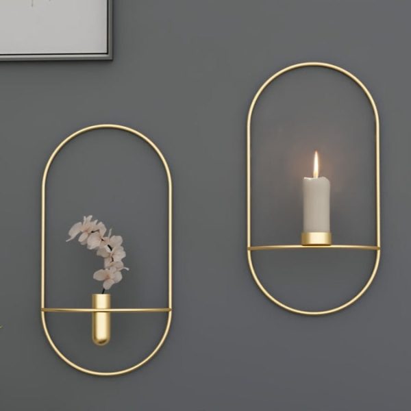 Bougeoir mural doré design moderne x2