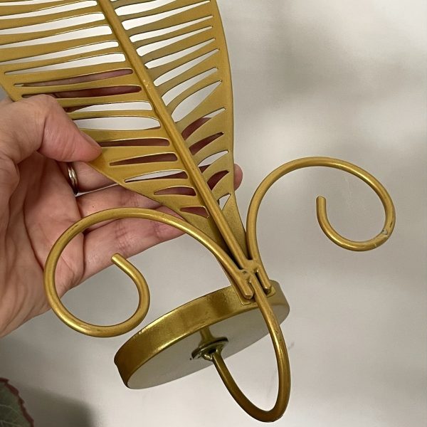 Set de bougeoirs muraux feuille en métal doré