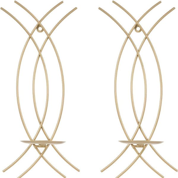 Set de deux bougeoirs muraux dorés