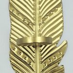 Décoration murale : bougeoir plume doré