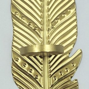 Décoration murale : bougeoir plume doré