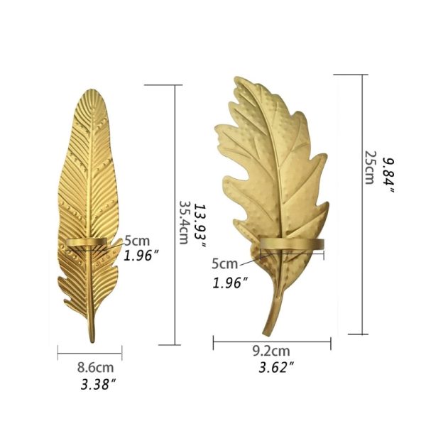 Plume dorée : bougeoir mural décoratif