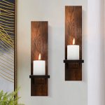 Bougeoir mural en bois, set de 2 pièces