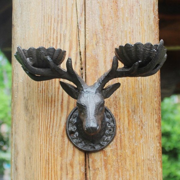 Bougeoir en fonte décoratif pour mur, design cerf