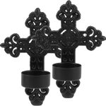 Accessoire mural noir pour bougies, style gothique raffiné