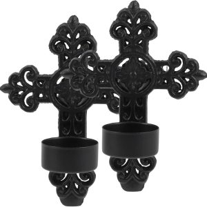Accessoire mural noir pour bougies, style gothique raffiné