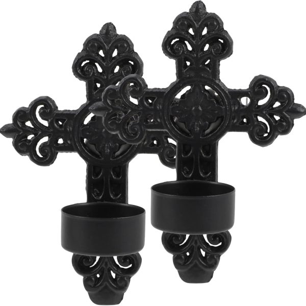 Accessoire mural noir pour bougies, style gothique raffiné