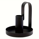 Bougeoir Noir avec anse, parfait pour vos tables