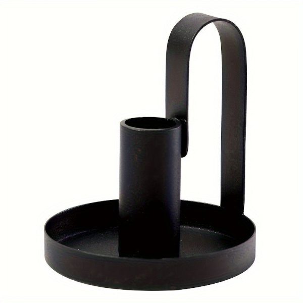 Bougeoir Noir avec anse, parfait pour vos tables