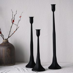Bougeoir noir brut set de trois pièces