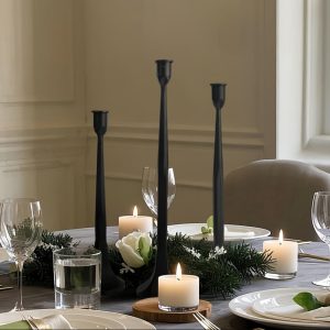 Bougeoirs noirs modernes en lot de trois