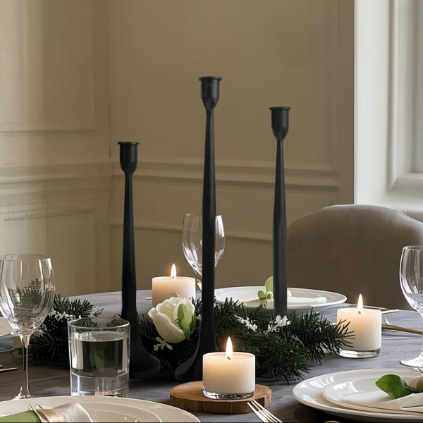 Bougeoirs noirs modernes en lot de trois